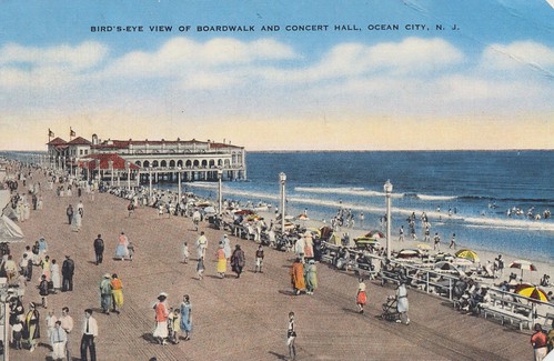 vintage newjersey postcard boardwalk oceancity concerthall