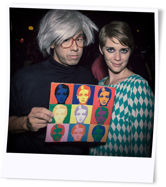 Polaroid effect shot of Andy Warhol and Twiggy