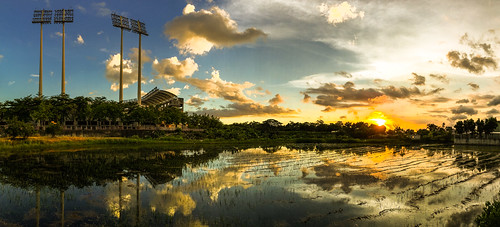 park sunset sky panorama sun reflection water sunshine clouds reflections farm taiwan panoramic kaohsiung 台灣 tw iphone 澄清湖 倒影 棒球場 反射 高雄市 kaohsiungcity 澄清湖棒球場 iphoneography
