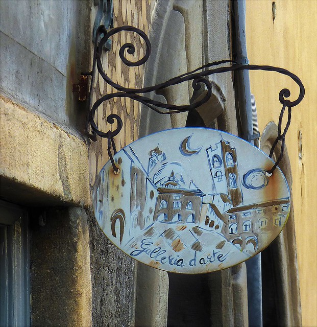 Art gallery sign, Bergamo, Italy