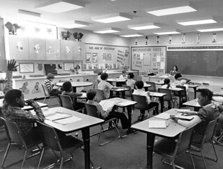 Boston Public School classroom during a visit by Mayor Kevin White | by Boston City Archives
