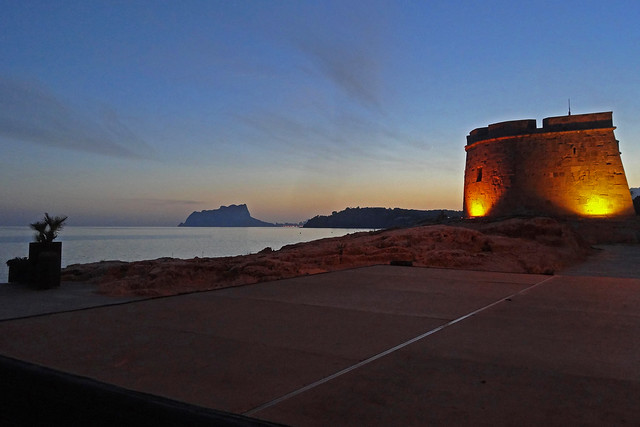 Moraira Spain:Castle at Dusk after Sunset