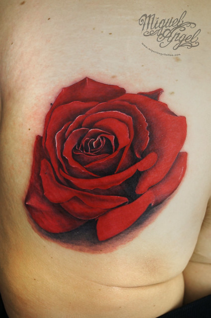 Realistic rose tattoo