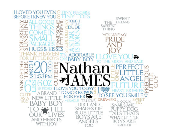 Personalised Baby boy train word art picture 