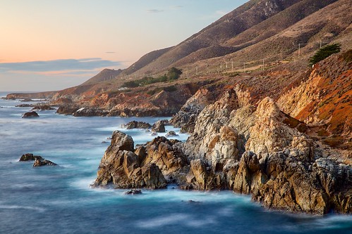 ocean california statepark sunset seascape landscape coast pacific shoreline bigsur rocky shore jagged garrapatastatepark garrapata