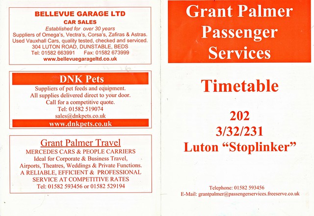 Grant Palmer Luton Timetable November 2003