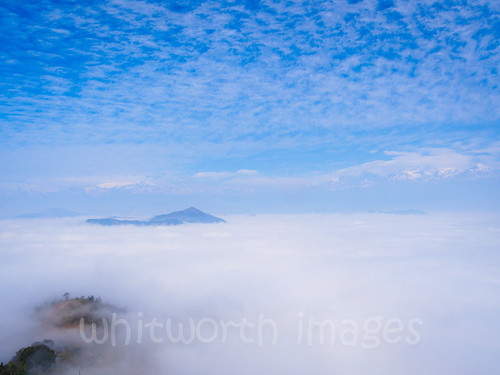 morning blue nepal sky cloud white mist mountain snow fog landscape asia view scenic snowcapped himalaya range annapurna himalayas bandipur himal valleu indiansubcontinent tanahun manasalu