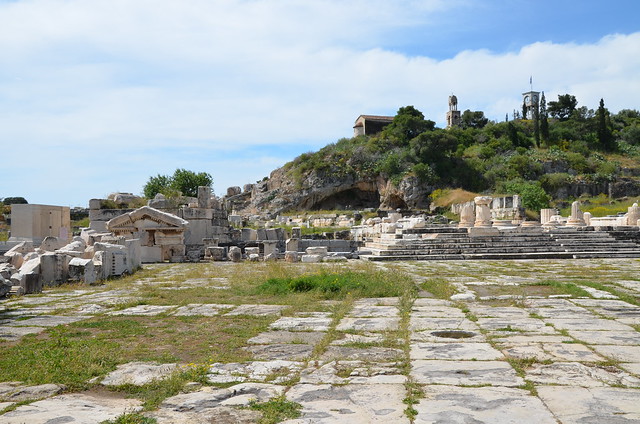The entrance square to the sanctuary, the steps lead up to the Greater Propylaia, Eleusis