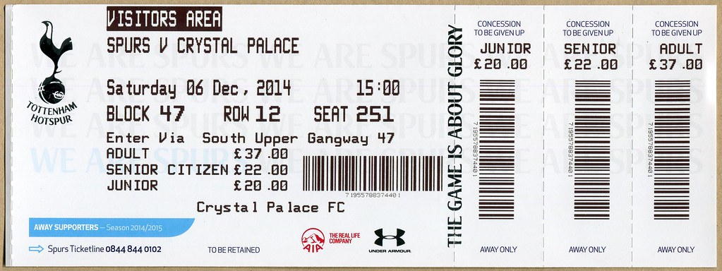 Spurs v Palace ticket | Tottenham Hotspur v Crystal Palace f… | Flickr