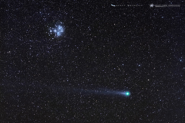 Comet Q2 Lovejoy and the Seven Sisters