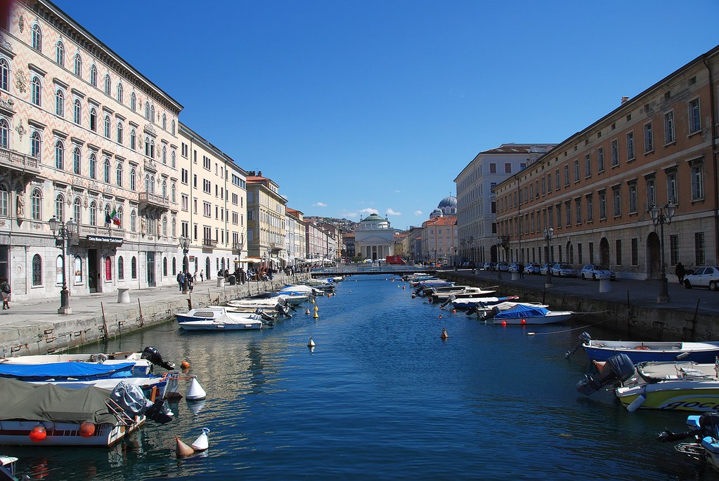 Trieste - Looking Down the Canal Grande Towards the Chiese Cattoliche Parrochiale S. Antonio Taumaturgo