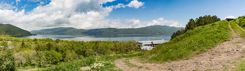 blue summer sky cloud mountain lake green nature landscape am air armenia sevan gegharkunik karyshev