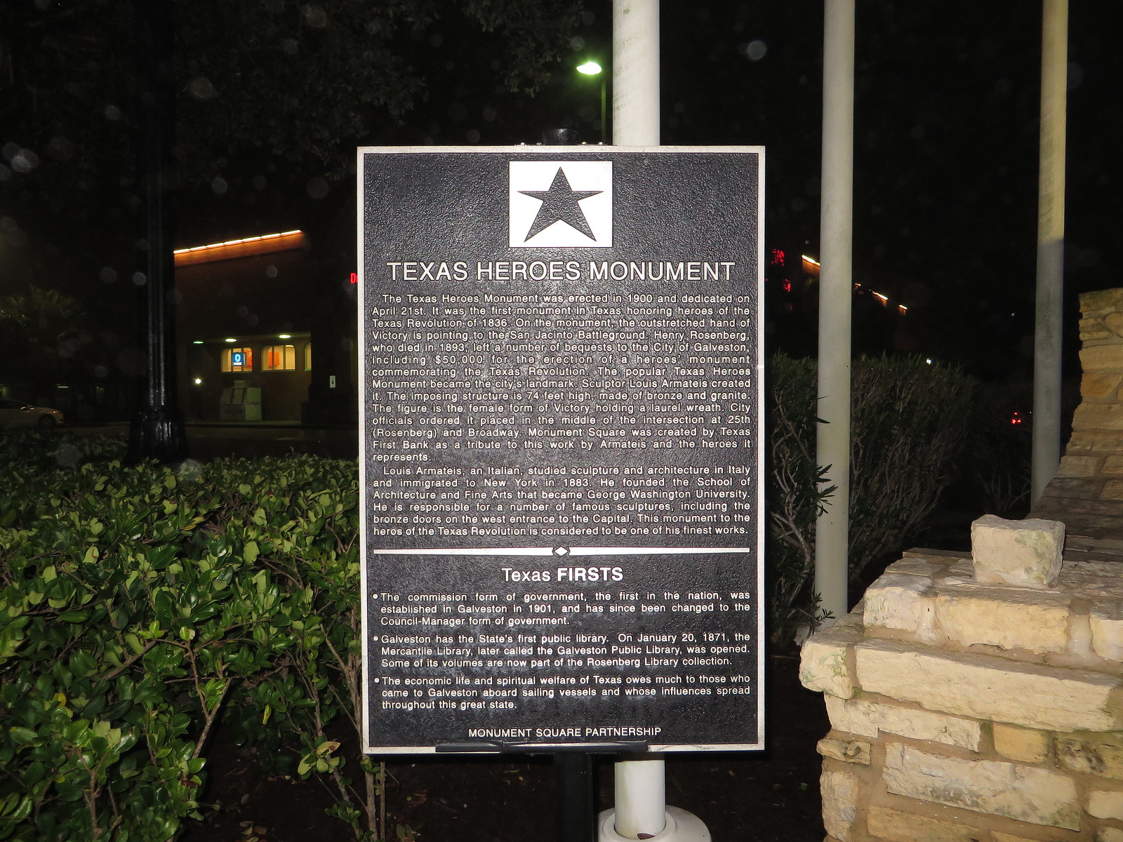 Texas Heroes Monument Marker, Galveston, Texas