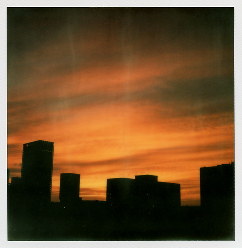 california ca street door sunset red toby sky orange color film silhouette clouds buildings project polaroid sx70 hope for office los downtown skyscrapers angeles tip cameras 600 type rollers hancock slr680 dtla highrises impossible the frankenroid tobyhancock impossaroid