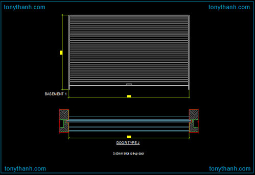 Enrolle puerta de dibujo AutoCAD DWG, detalle de planta y alzado de 0,43 mm de espesor puerta enrollable | by tonythanhcd02