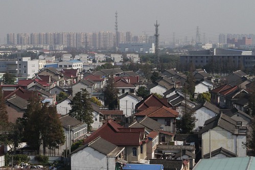 Field of tiled roofs on the outskirts of Shanghai