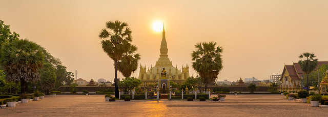 Pha That Luang Sunrise Panorama