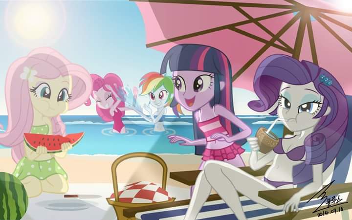 Equestria Girls beach scene