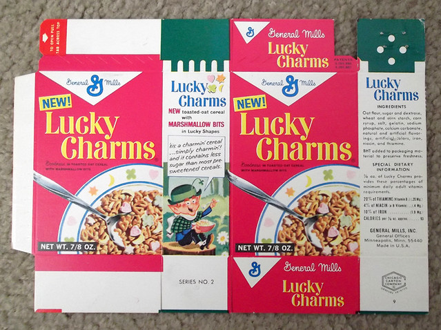 Vintage General Mills Lucky Charms Series 2 Single Serve Cereal Box
