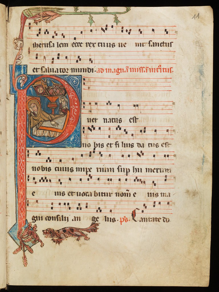 Christmas scene in a 14th century manuscript