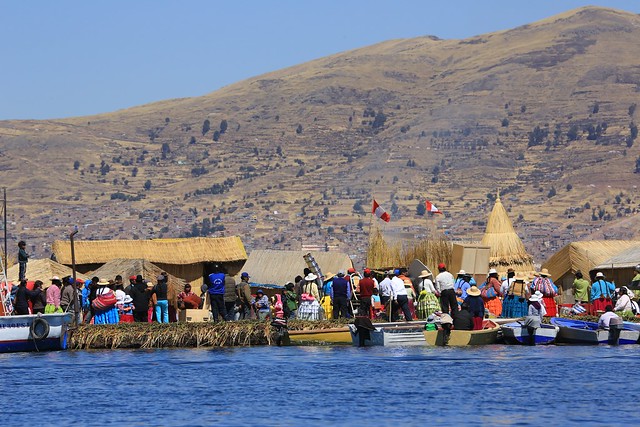 Family Celebration Reed Island Puno Lake Titicaca Peru South America