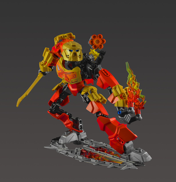 Tahu with the Protector of Fire's weapons
