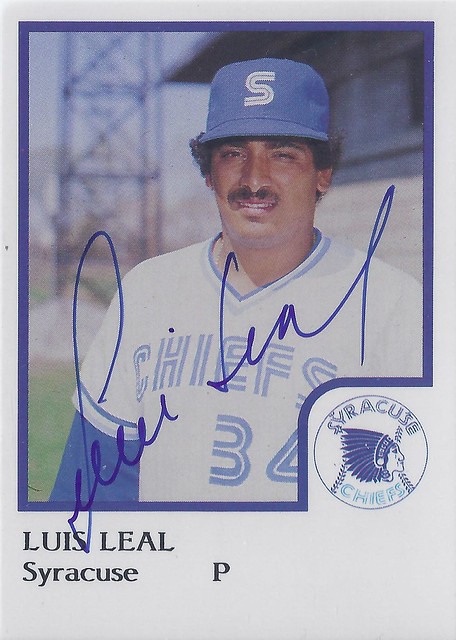 1986 ProCards - Luis Leal #NN / #16 (Pitcher) - Autographed Baseball Card (Syracuse Chiefs / International League) (card #2)