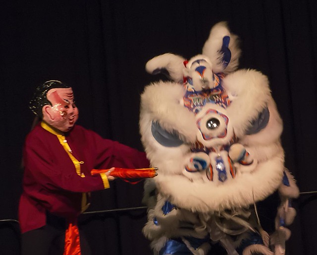 Lion dance performers at the Asian Celebration in Eugene, Oregon