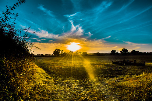 nikon nikond7100 d7100 nikkor iso100 iratebadger image outdoors outside nature natural countryside country clouds cloudporn colours colors copmanthorpe rural field sky sunset sun summer sundown sunlight yorkshire england uk orange orangehour yellow farmmachinery light lightroom overcooked