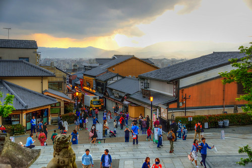 kyoto japan kyotojapan 日本 sunset village kiyomizudera asia asian historic cloud hdr