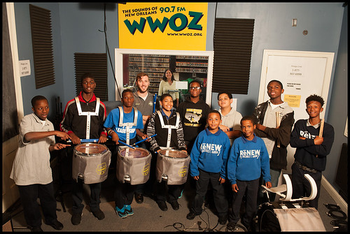 The ReNEW Dolores T Aaron Elementary drumline at Cuttin Class at WWOZ on Dec. 11, 2014. Photo by Ryan Hodgson-Rigsbee www.rhrphoto.com