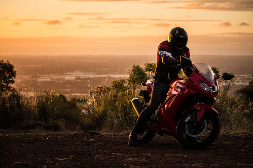sunset red bike ninja motor rider kawasaki