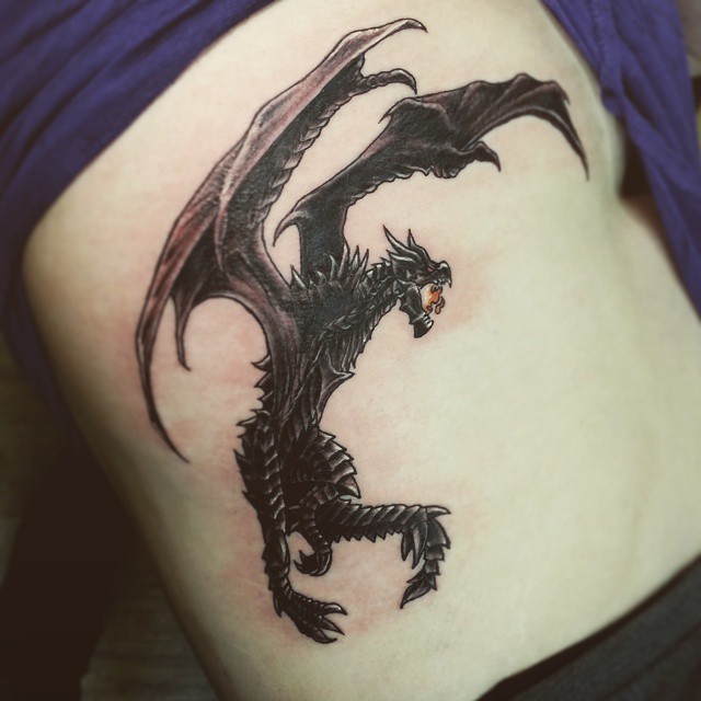 #Skyrim #Alduin #Dragon #tattoo #TheMightyHorsemanTattooCo #Högnell.