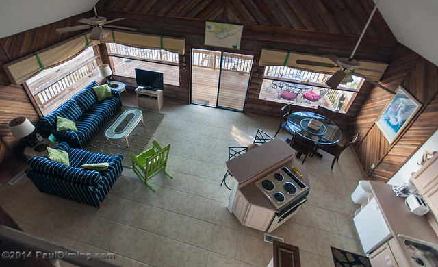 Living Room & Kitchen from Loft @ Bienvenue - St. George Island, FL