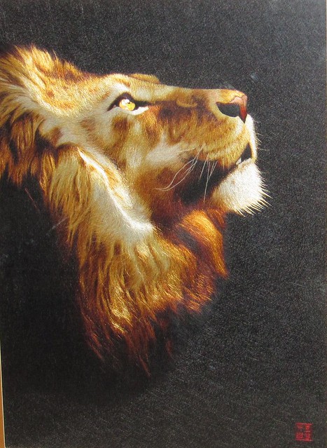 Lion - Chinese handmade silk embroidery art painting