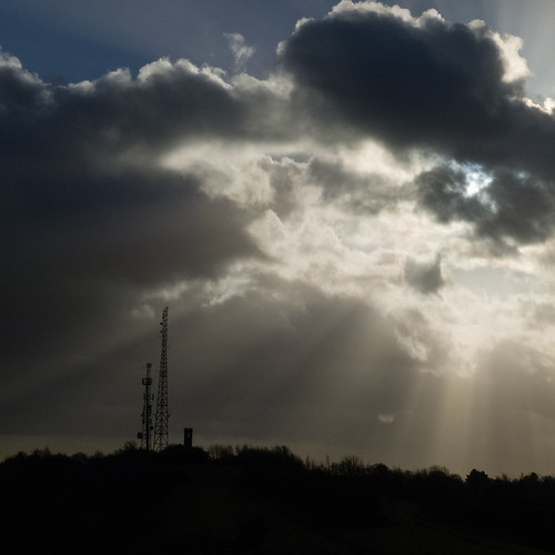 Sun about to break through clouds over Sedgley Beacon