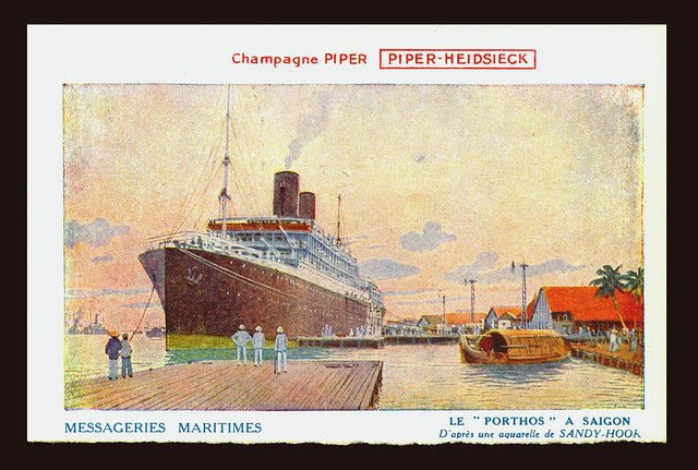 PORTHOS IN SAIGON HARBOUR, MESSAGERIES MARITIMES SHIP LINE, ca 1902