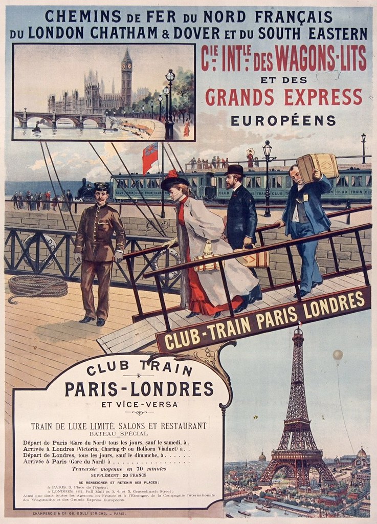 Club-Train Paris Londres Affiche chemin de fer Nord 