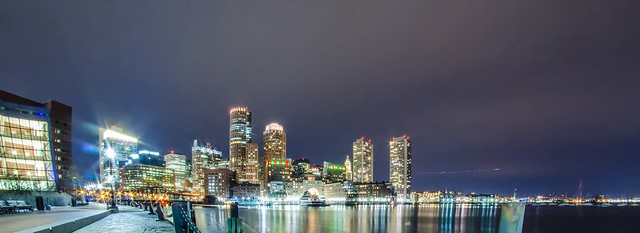 Boston harbor and Financial District