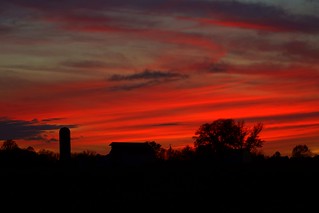 Sunset over barn