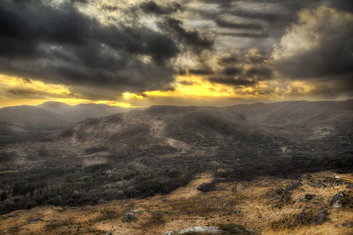 sky sun west afternoon sheep heather cork dramatic late hdr mountian