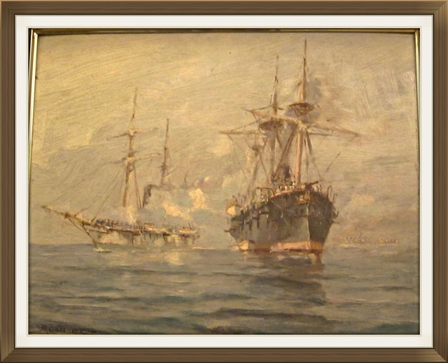 21 de mayo de 1879 Combate Naval de Punta Gruesa, óleo de Alvaro Casanova Zenteno que se encuentra en el Museo Histórico Nacional.