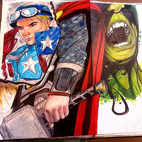 #AVENGERS #AGEOFULTRON #COMMISSION #WIP #PENCILS #COOLSTUFF #COPICMARKER #INKS #COSPLAY #MARVEL #ARTISTSALLEY #ARTIST #INKER #CAPTAINAMERICA #THOR #HULK | by kgoodner