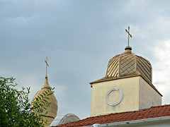 Church dome and bell tower of St. Kmyk Dimitriy church, Aitos