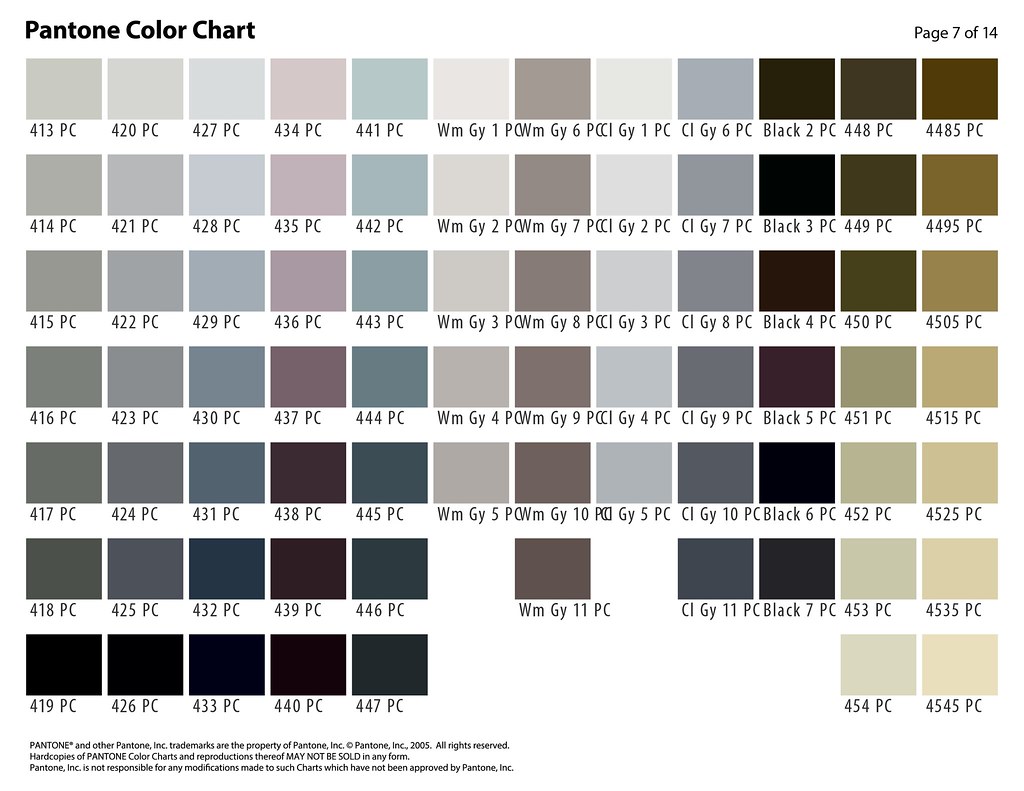 Pantone Grey Color Chart