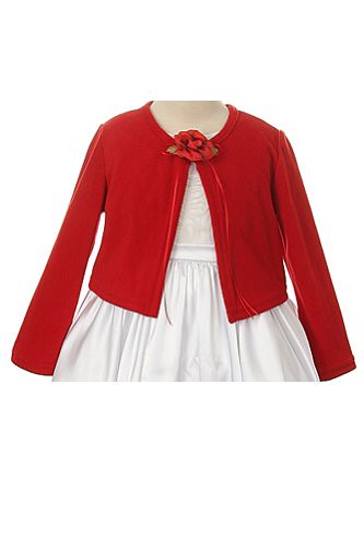 Basic Knit Special Occasion Girl's Cardigan Jacket Sweater - Red Girl 12
