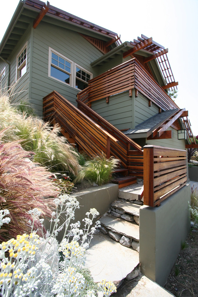 Hillside Staircase for Craftsman House | The railing wraps u… | Flickr