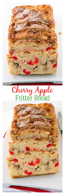 Cherry Apple Fritter Bread | Easy to make cherry apple bread with a cinnamon sugar filling. Tastes just like bakery fritters! cinnamonspiceandeverythingnice.com