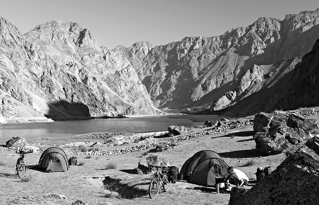 Wild camp by the Panj River