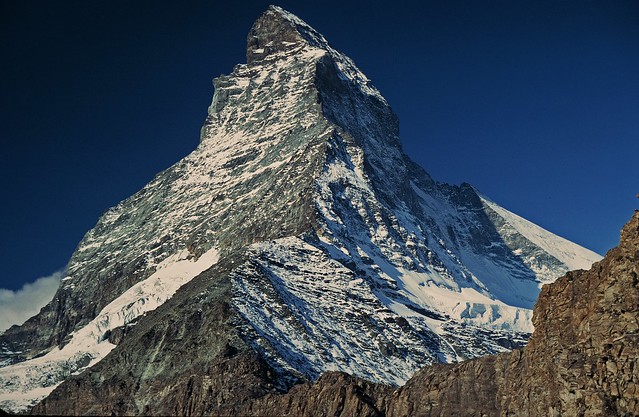 The classic view of the Matterhorn, 14,692', Pennine Alps, Switzerland